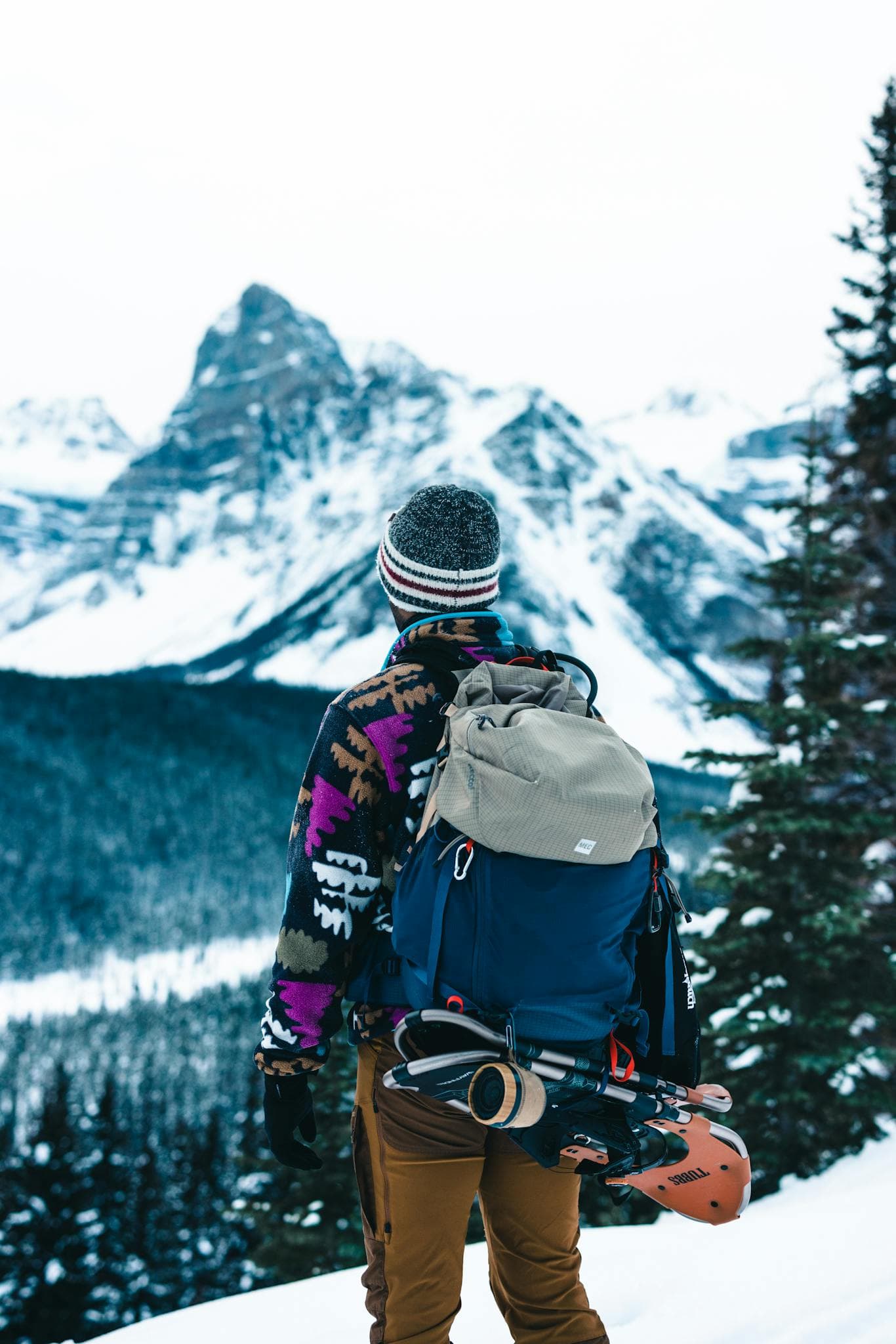 a lone hiker enjoying a winter trek